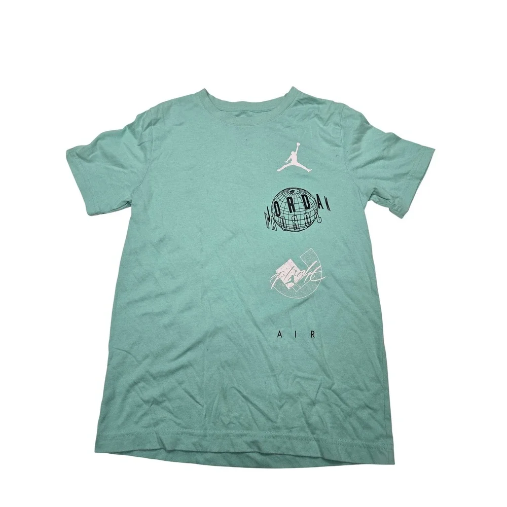 Jordan Brand Kids Graphic T-Shirt Seafoam Green Jumpman Flight Air Logo Tee L‎